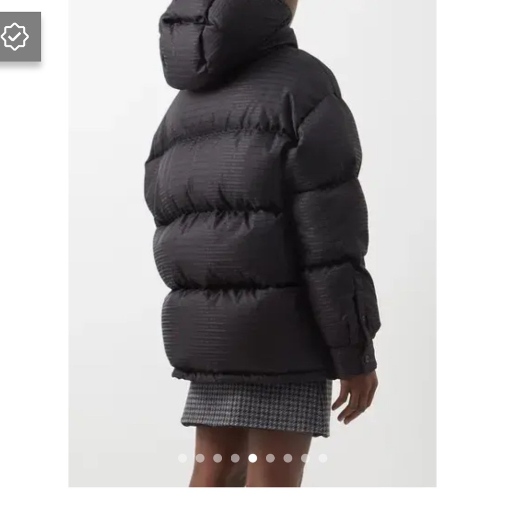 PRADA Logo-Jacquard Hooded Re-Nylon Down Jacket Black Size 38 - Picture 7 of 8